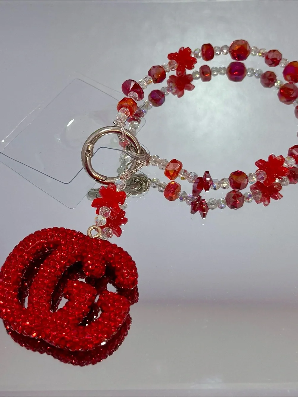 New Red Crystal Charm Phone Strap - Women's Phone Accessory